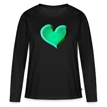 symbole de cœur vert pailleté vert - T-shirt manches longues Premium bio Femme - noir - Devant - Julia (174cm)