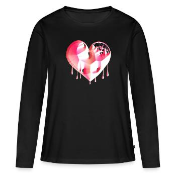 herz symbol gebrochen pink narben - Frauen Premium Bio Langarmshirt - Schwarz - Vorne - Julia (174cm)