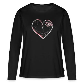 herz symbol gebrochen traurig narben - Frauen Premium Bio Langarmshirt - Schwarz - Vorne - Julia (174cm)