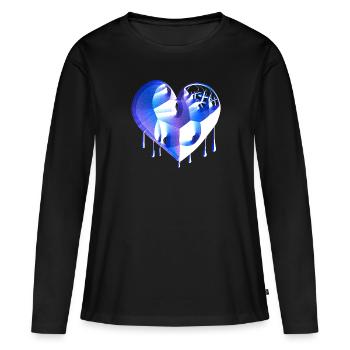 herz symbol gebrochen blau narben - Frauen Premium Bio Langarmshirt - Schwarz - Vorne - Julia (174cm)