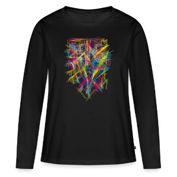 Muster Farben Futurismus - Frauen Premium Bio Langarmshirt - Schwarz - Vorne - Julia (174cm)