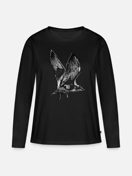 Möwe im Aufbruch - Frauen Premium Bio Langarmshirt - Schwarz