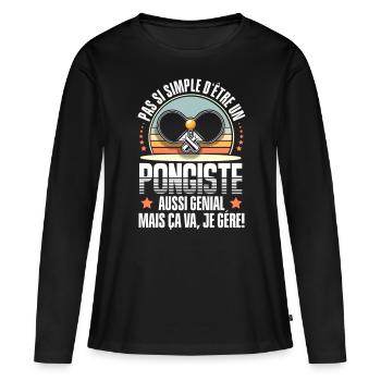tennis de table - T-shirt manches longues Premium bio Femme - noir - Devant - Julia (174cm)