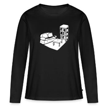 Wohnen Symbol Tisch Sofa Wohnzimmer regal - Frauen Premium Bio Langarmshirt - Schwarz - Vorne - Julia (174cm)