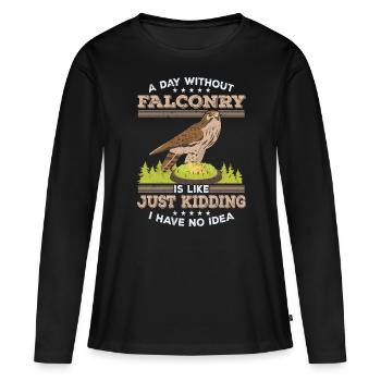 Fauconnerie - T-shirt manches longues Premium bio Femme - noir - Devant - Julia (174cm)