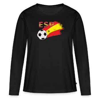 Drapeau de l’Espagne - T-shirt manches longues Premium bio Femme - noir - Devant - Julia (174cm)