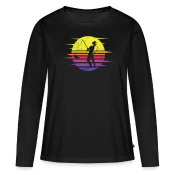 Angler Gift Idea Hobby Fishing - Women's Premium Organic Long Sleeve Shirt - black - Front - Julia (174cm)