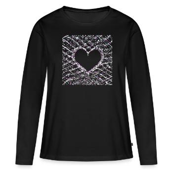 Points Motif Cross Heart Love Shape - T-shirt manches longues Premium bio Femme - noir - Devant - Julia (174cm)
