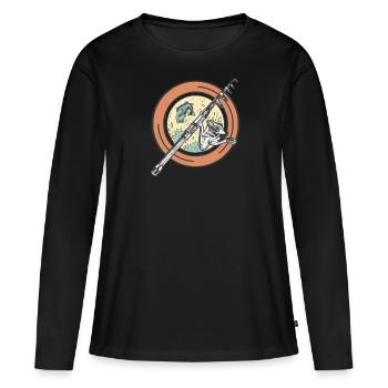Angler Gift Idea Hobby Fishing - Women's Premium Organic Long Sleeve Shirt - black - Front - Julia (174cm)