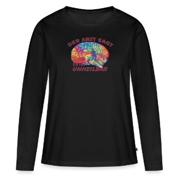 Angler Gift Idea Hobby Fishing - Women's Premium Organic Long Sleeve Shirt - black - Front - Julia (174cm)