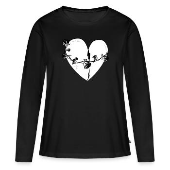 herz rosen narben grau symbol - Frauen Premium Bio Langarmshirt - Schwarz - Vorne - Julia (174cm)