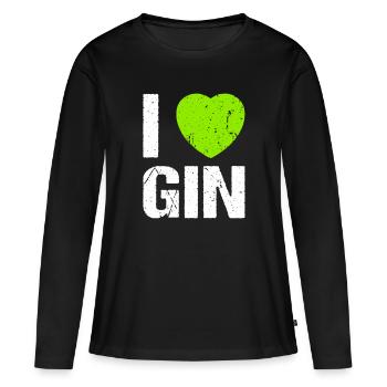 J’adore Gin Heart Gin Lovers - T-shirt manches longues Premium bio Femme - noir - Devant - Julia (174cm)