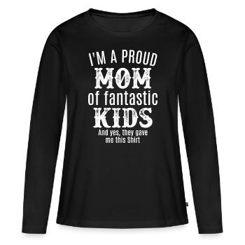 Meilleure fière mère fils fille fils filles filles maman - T-shirt manches longues Premium bio Femme - noir - Devant - Julia (174cm)