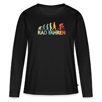 Fahrrad Zubehör Radfahrer Motiv - Frauen Premium Bio Langarmshirt - Schwarz - Vorne - Julia (174cm)