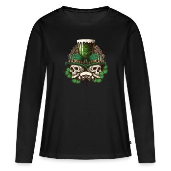 Crâne irlandais Irlande Trèfle vert Saint-Patrick - T-shirt manches longues Premium bio Femme - noir - Devant - Julia (174cm)