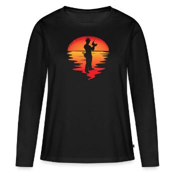 Artisans d’idées cadeaux DIY - T-shirt manches longues Premium bio Femme - noir - Devant - Julia (174cm)