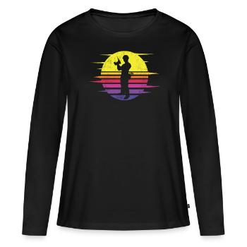 Artisans d’idées cadeaux DIY - T-shirt manches longues Premium bio Femme - noir - Devant - Julia (174cm)