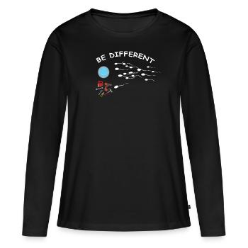Artisans d’idées cadeaux DIY - T-shirt manches longues Premium bio Femme - noir - Devant - Julia (174cm)