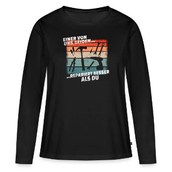 Artisans d’idées cadeaux DIY - T-shirt manches longues Premium bio Femme - noir - Devant - Julia (174cm)