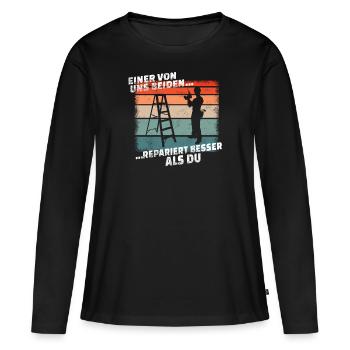 Artisans d’idées cadeaux DIY - T-shirt manches longues Premium bio Femme - noir - Devant - Julia (174cm)