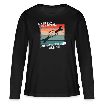 Artisans d’idées cadeaux DIY - T-shirt manches longues Premium bio Femme - noir - Devant - Julia (174cm)