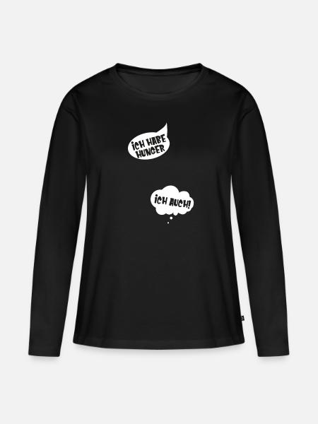 Ich habe Hunger Schwangerschaft verkünden - Frauen Premium Bio Langarmshirt - Schwarz
