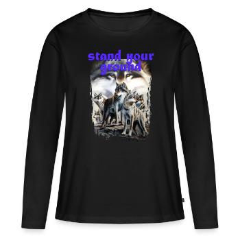 Connaissez votre place - T-shirt manches longues Premium bio Femme - noir - Devant - Julia (174cm)