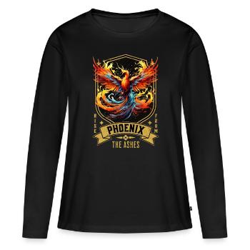 Phoenix Phoenix Fire Flames Mythologie des oiseaux - T-shirt manches longues Premium bio Femme - noir - Devant - Julia (174cm)