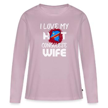 Funny I Love My Hot Congolese Wife Husband - Frauen Premium Bio Langarmshirt - Altrosa - Vorne - Julia (174cm)