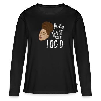 Les jolies filles ont les cheveux bouclés bouclés - T-shirt manches longues Premium bio Femme - noir - Devant - Julia (174cm)