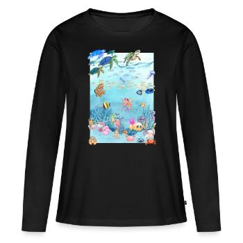Henrys Underwater World - Frauen Premium Bio Langarmshirt - Schwarz - Vorne - Julia (174cm)