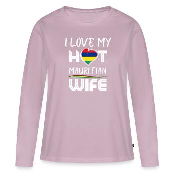 Funny I Love My Hot Mauritian Wife Husband - Women's Premium Organic Long Sleeve Shirt - dusky pink - Front - Julia (174cm)