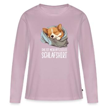 Offizielles Schlafshirt Corgi Pyjama Oberteil - Frauen Premium Bio Langarmshirt - Altrosa - Vorne - Julia (174cm)