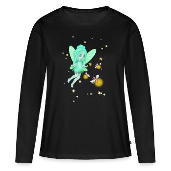 Fairies and fireflies - Women's Premium Organic Long Sleeve Shirt - black - Front - Julia (174cm)