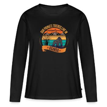 Ouganda Gorille Nos amis Primates - T-shirt manches longues Premium bio Femme - noir - Devant - Julia (174cm)
