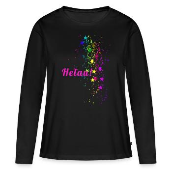 Helau, Confettis, Carnaval, Étoiles - T-shirt manches longues Premium bio Femme - noir - Devant - Julia (174cm)