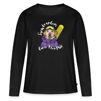 Les snowboarders tracent leur chemin Sports d’hiver Chien - T-shirt manches longues Premium bio Femme - noir - Devant - Julia (174cm)