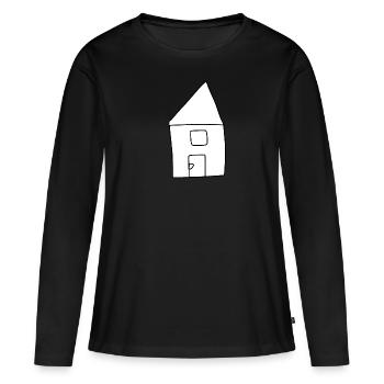 Haus Symbol Wohnen rot - Frauen Premium Bio Langarmshirt - Schwarz - Vorne - Julia (174cm)