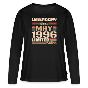 Mai 1996 Mai - Jubilé Mai 1996 - T-shirt manches longues Premium bio Femme - noir - Devant - Julia (174cm)