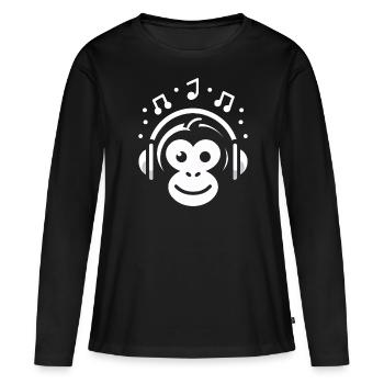 Mélodie de singe joyeux - T-shirt manches longues Premium bio Femme - noir - Devant - Julia (174cm)