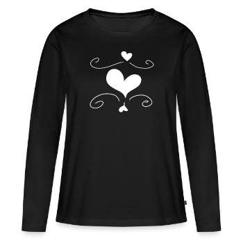 Coeur Amour Symbole Forme - T-shirt manches longues Premium bio Femme - noir - Devant - Julia (174cm)