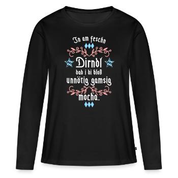 In am Dirndl dad i di gamsig mocha - Frauen Premium Bio Langarmshirt - Schwarz - Vorne - Julia (174cm)