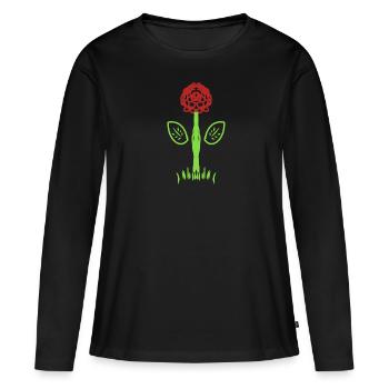 Fleur, Rose, Symbole, Forme, Plante - T-shirt manches longues Premium bio Femme - noir - Devant - Julia (174cm)