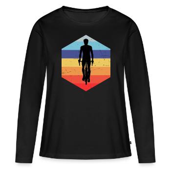 Mountainbike Herren Radeln Fahrradfahren - Frauen Premium Bio Langarmshirt - Schwarz - Vorne - Julia (174cm)