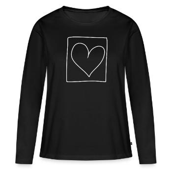 Coeur Carré Symbole Forme Amour - T-shirt manches longues Premium bio Femme - noir - Devant - Julia (174cm)