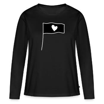 Drapeau Coeur Amour Symbole Forme - T-shirt manches longues Premium bio Femme - noir - Devant - Julia (174cm)
