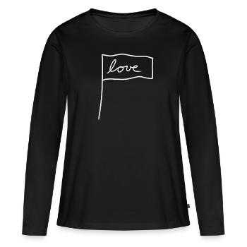 Drapeau Symbole Forme Amour - T-shirt manches longues Premium bio Femme - noir - Devant - Julia (174cm)