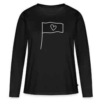 Drapeau Symbole Forme Coeur Amour - T-shirt manches longues Premium bio Femme - noir - Devant - Julia (174cm)