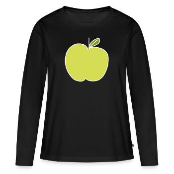 Pomme Aliment Symbole Forme Vert - T-shirt manches longues Premium bio Femme - noir - Devant - Julia (174cm)