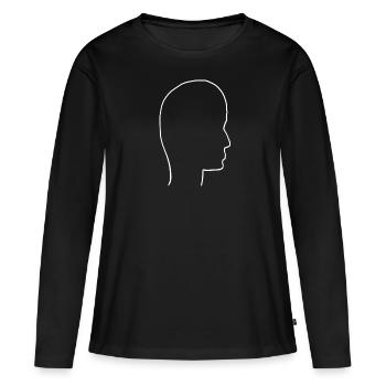 Profil de la tête côté des personnes - T-shirt manches longues Premium bio Femme - noir - Devant - Julia (174cm)